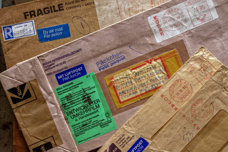 03 04 2022 Old antique Envelop  used by Kodak Chrome, to deliver processed films.Studio shot Lokgram...