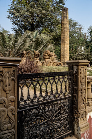 01 07 2018 Stone Zero Milestone,monument built by British during the Great Trigonometrical Survey of India in 1907 in Nagpur, Maharashtra.Indiaのeditorial素材