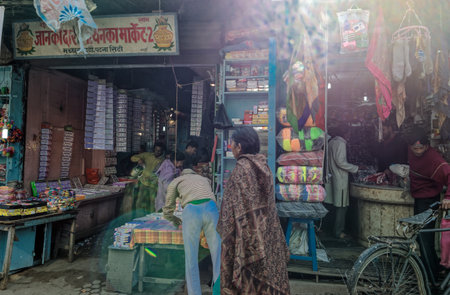 12 18 2014 Road side stalls and vendors in a local market in Patna city, capital of Bihar State,...