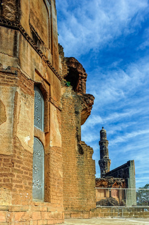 12 23 2010 Madrasa of khwaja mahmud gawan, ancient madrasa or Islamic college built in the 1460s regional style of Indo-Islamic architecture by Bahmani Sultanate.のeditorial素材