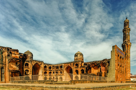12 23 2010 Madrasa of khwaja mahmud gawan, ancient madrasa or Islamic college built in the 1460s regional style of Indo-Islamic architecture by Bahmani Sultanate.のeditorial素材