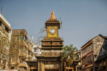 02 18 2007 Bomanjee Hormarjee Wadia Clock Tower  Perin Nariman St, Borabazar Precinct,Fort Mumbai, Maharashtra India.のeditorial素材