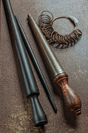 12 09 2007 Old Tools, Goldsmith's Handmaid Tools studio shot Lokgram Kalyan Maharashtra India.のeditorial素材