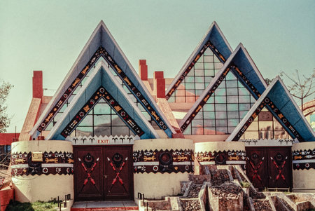 11 23 2022 Old Photo of Nagalend Pevelian Pragati Maidan  Exhibition House  Pragati Maidan  Delhi  Indiのeditorial素材