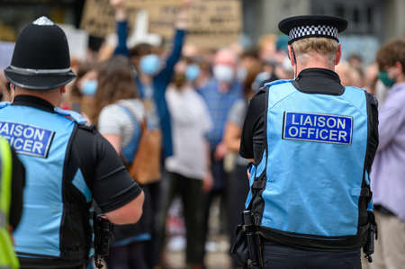 Richmond, North Yorkshire, UK - June 14, 2020: Police Liaison Officers at a Black Lives Matter...