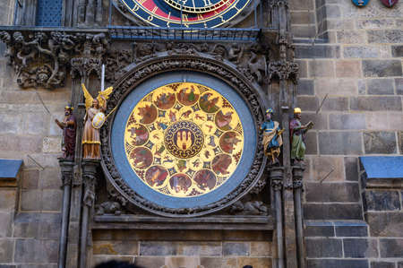PRAGUE - JULY 20, 2019: The Calendar Plate of The Prague Astronomical Clock, Prague, Czech Republicのeditorial素材