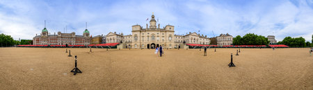 LONDON - May 18, 2022: Panorama of seating for Platinum Jubilee Trooping of The Colour on Horse...