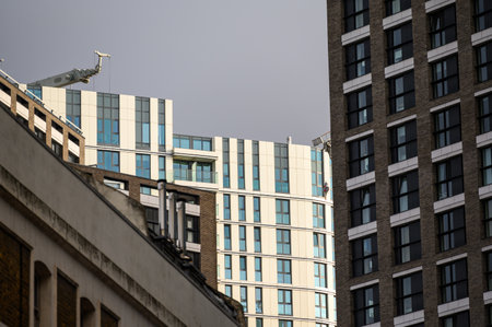 LONDON - November 2, 2020: Abstract view of modern office buildings in Whitechapel