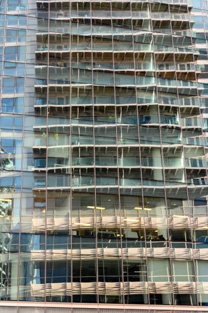 LONDON - November 2, 2020: Abstract view of modern glass office building in Whitechapelのeditorial素材