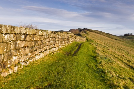 Hadrians Wall marches on into the distanceのeditorial素材