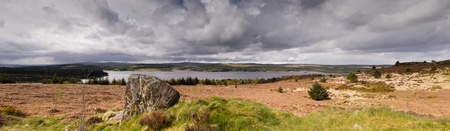 Kielder water panorama at Kielder national park which is the largest man-made lake in northern europe and largest working forest in england covering 250 square milesの写真素材