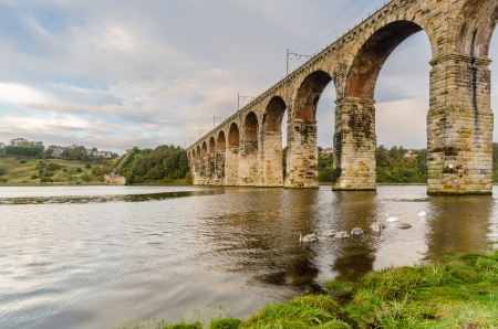 The Royal Border Bridge at Berwick is a viaduct that supports the main east coast railway line over...