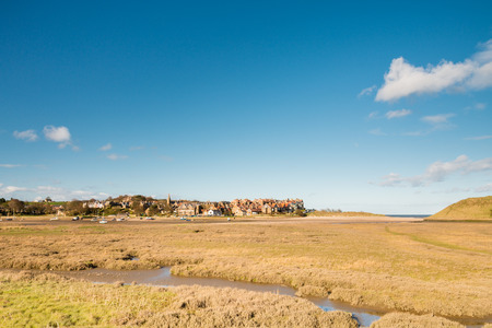 Alnmouth estuary with the village beyond