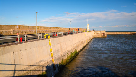 Outer Pier Wall at Seahouses Harbour, as part of the coastal section on the Northumberland 250, a...