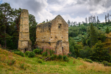 Historical Landmark of Shildon Engine House, a rare example of a steam pumping engine house classed as an Ancient Monument in the North Pennines AONB, near Blanchlandの写真素材