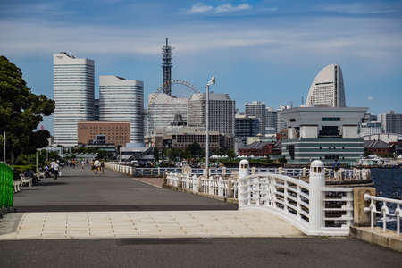 The Yokohama waterfront seen from Yamashita Park.のeditorial素材