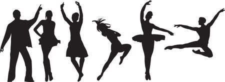 Vector silhouette of dancersのイラスト素材