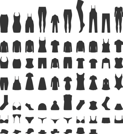 Clothes icons set isolated on white background. Vector Illustration.のイラスト素材