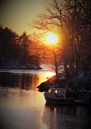 Sunset on the riverのeditorial素材