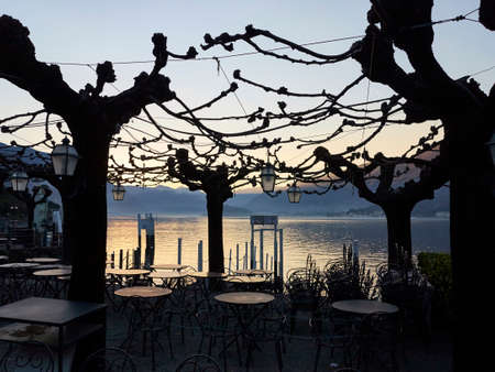 Terrace on the lakeの写真素材