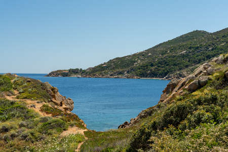 The magical colors of the water in isola del giglioの写真素材