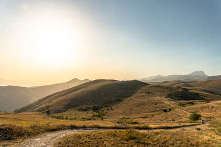 Campo Imperatore is a wonderful place in Gran Sasso Area in the italian appennini mountainsの写真素材