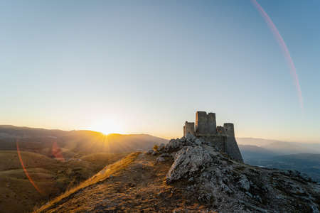 The wonderful Rocca Calascio castle at sunrise in Abruzzo, Italy