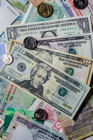 US dollars and other currencies of the world. Money exchange