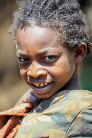 Konso, Ethiopia - November 30, 2020: Young and Cute African Children in the Traditional Konso Tribal Villageのeditorial素材