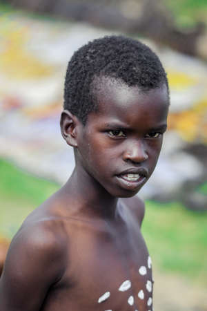 Omo River Valley, Ethiopian -November 2020: Close up portraits of Benna Tribe Young Boys with...