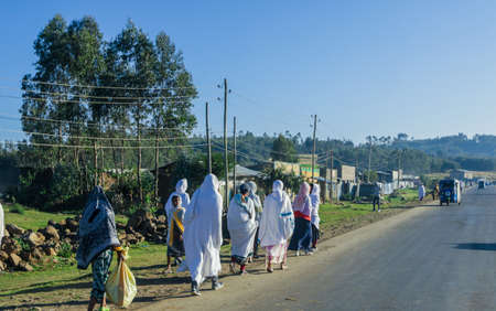 Gondar, Ethiopia - December 01, 2020: Daily Life of African town in the Northern part of Ethiopiaのeditorial素材