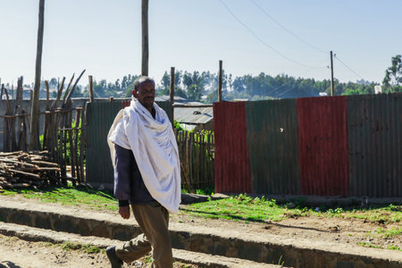 Gondar, Ethiopia - December 01, 2020: Daily Life of African town in the Northern part of Ethiopiaのeditorial素材