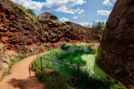Lalibela, Ethiopia - August 20, 2020: Outside view to the Ancient African Churchesのeditorial素材