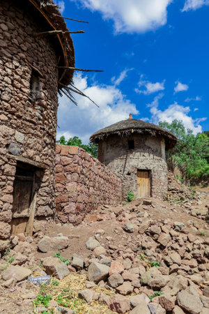 Traditional ancient round houses in Lalibela, Ethiopiaのeditorial素材