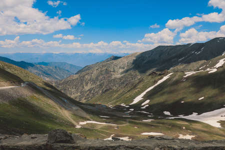 Amazing View to the Mountain Road Babusar Pass in Pakistani Gilgit Baltistan Highlands at the north of the  long Kaghan Valley, Pakistanの写真素材