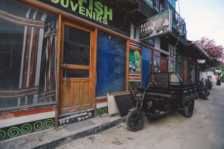 Maafushi, Maldives - June 25, 2021: Daily life of Local Maldivian People on the Maafushi Streetsのeditorial素材