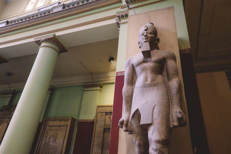 Cairo, Egypt - November 02, 2021: Big Stone Ancient Egyptian statues in the Cairo Egyptian Museum, the oldest archaeological museum in the Middle Eastのeditorial素材