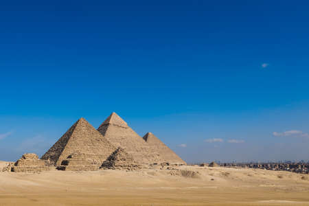 Main View to All Seven Ancient Egyptian Pyramids from Giza city, Egyptの写真素材