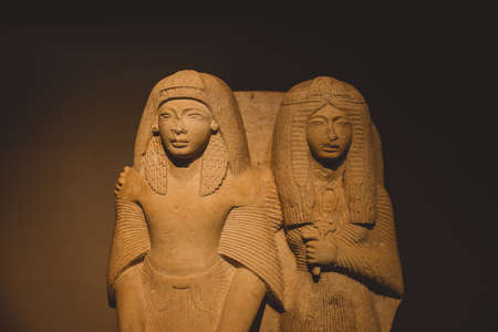 Saqqara, Egypt - November 02, 2021: Ancient Egyptian exhibits in the Imhotep Museum, located near...