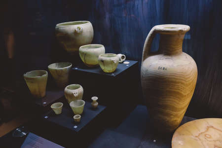Saqqara, Egypt - November 02, 2021: Ancient Egyptian exhibits in the Imhotep Museum, located near the Saqqara necropolis complex in Lower Egyptのeditorial素材