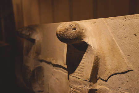 Saqqara, Egypt - November 02, 2021: Ancient Egyptian exhibits in the Imhotep Museum, located near the Saqqara necropolis complex in Lower Egyptのeditorial素材