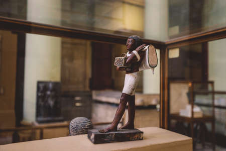 Cairo, Egypt - November 02, 2021: Small Stone Ancient Egyptian figurines and statues in the Cairo...