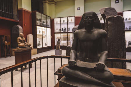 Cairo, Egypt - November 02, 2021: Inside View to the Exhibits and Interior of the Cairo Egyptian Museum, the oldest archaeological museum in the Middle Eastのeditorial素材