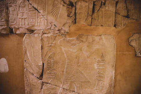 Cairo, Egypt - November 02, 2021: Interesting Ancient Paintings and Engravings with Hieroglyphics symbols in the Cairo Egyptian Museum, the oldest archaeological museum in the Middle Eastのeditorial素材