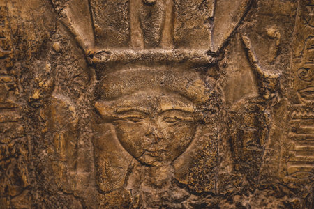 Cairo, Egypt - November 02, 2021: Interesting Ancient Paintings and Engravings with Hieroglyphics symbols in the Cairo Egyptian Museum, the oldest archaeological museum in the Middle Eastのeditorial素材