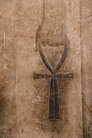 Cairo, Egypt - November 02, 2021: Interesting Ancient Paintings and Engravings with Hieroglyphics symbols in the Cairo Egyptian Museum, the oldest archaeological museum in the Middle Eastのeditorial素材