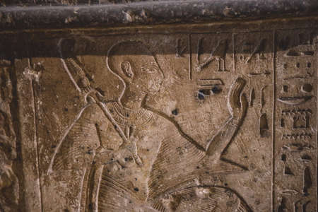 Cairo, Egypt - November 02, 2021: Interesting Ancient Paintings and Engravings with Hieroglyphics...