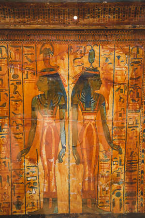 Cairo, Egypt - November 02, 2021: Interesting Ancient Paintings and Engravings with Hieroglyphics symbols in the Cairo Egyptian Museum, the oldest archaeological museum in the Middle Eastのeditorial素材