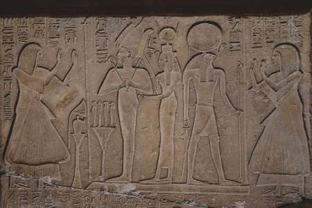 Cairo, Egypt - November 02, 2021: Interesting Ancient Paintings and Engravings with Hieroglyphics...