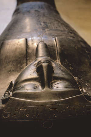 Cairo, Egypt - November 02, 2021: Majestic Ancient Sarcophagus with Hieroglyphics symbols in the Cairo Egyptian Museum, the oldest archaeological museum in the Middle Eastのeditorial素材